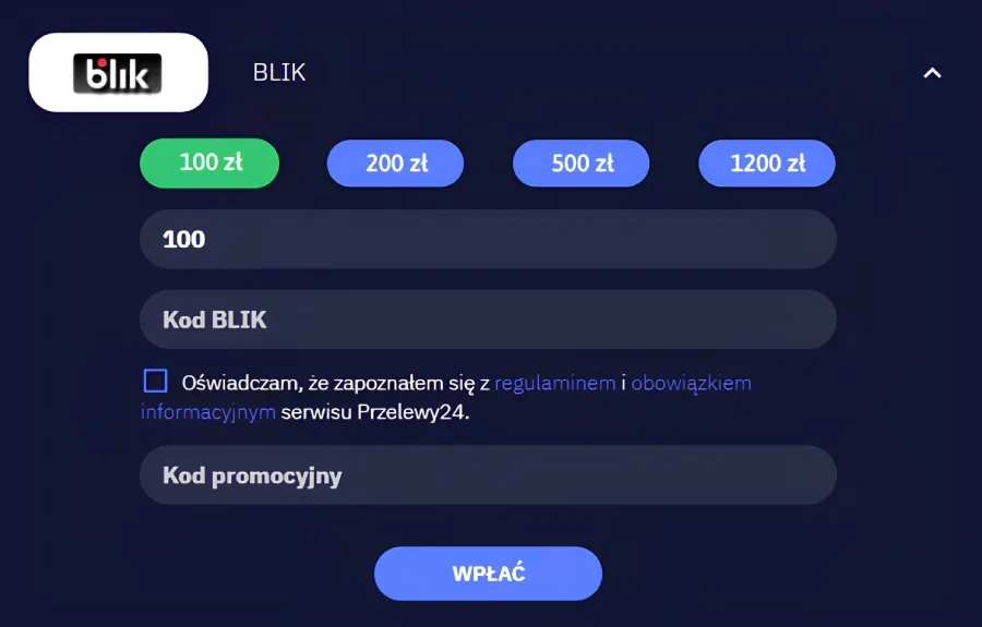 Dodawanie płatności Blik